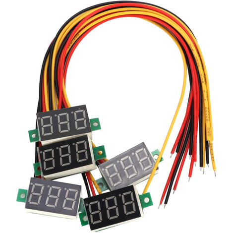 Voltmètre numérique DC 0.36 pouce avec affichage LED bleu, moniteur de tension à trois fils, 5 pièces