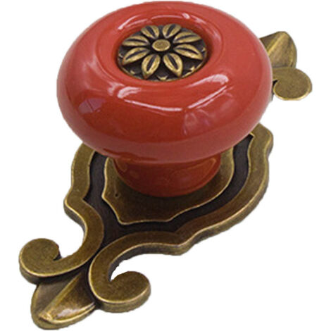 Poignée de tiroir céramique vintage, bouton de porte armoire décoratif (Rouge Bronze) (1/3)