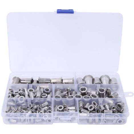 Kit de 165 Boulons à Rivet en Acier Inoxydable 304, Tailles M3 à M10 pour Assemblage et Réparation (1/5)