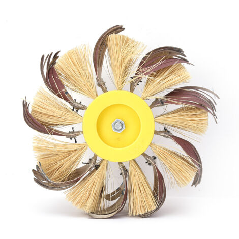 Disque de polissage sisal pour perceuse, abrasif émeri 180 avec tige de 6mm (1/5)