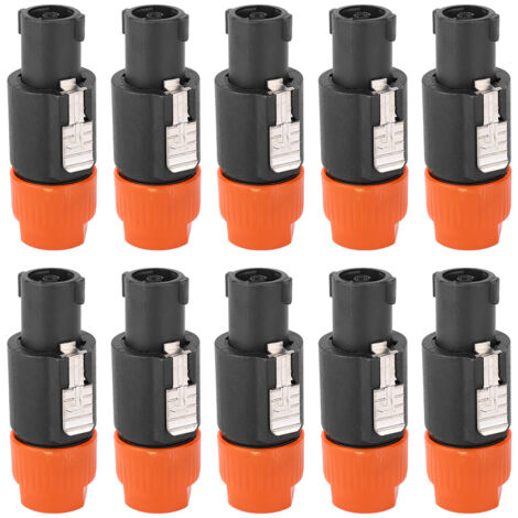 10 Pièces Connecteur Speakon NL4FC Étanche 4 Pôles pour Haut-Parleurs (Orange) (1/5)