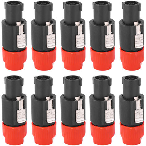 10 Pièces Connecteur Speakon NL4FC Étanche 4 Pôles pour Enceintes - Rouge (1/5)