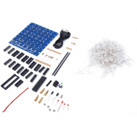 Lampe LED 3D à Assembler DIY - Kit Électronique 8x8x8 avec Éclairage Blanc et Bleu (573+2803+5a60s2) (1/5)