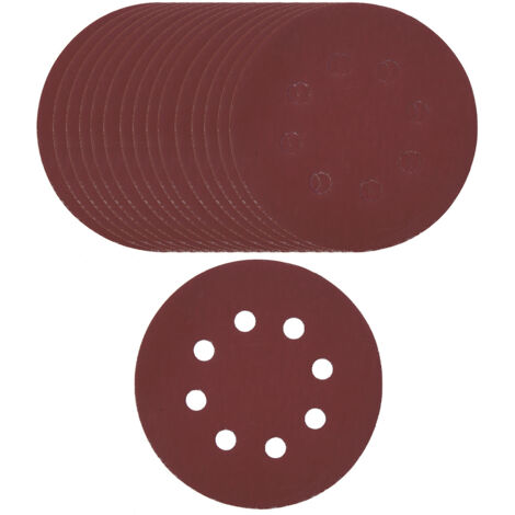 Disques abrasifs 5 pouces grain 80, lot de 100 avec 8 trous pour ponçage et meulage efficace (1/5)