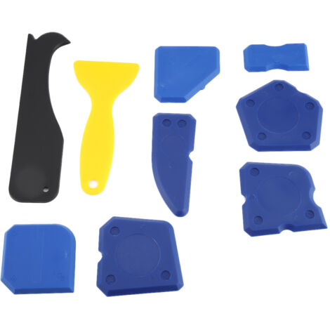 9 pièces Kit de Nettoyage pour Joints de Carrelage et Mastic, Grattoir à Vitre, Outil de Finition pour Salle de Bain (1/5)