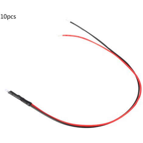 10 diodes LED 3mm 12V multicolores avec câble 20cm - Lot de 10 LED 0.06W pour circuits électroniques (1/5)