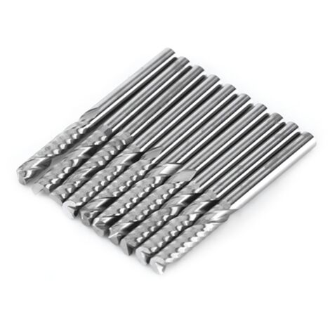 10 Fraises CNC 1 Tranchant Diamètre 3.175mm Longueur de Coupe 22mm pour Métal (1/5)
