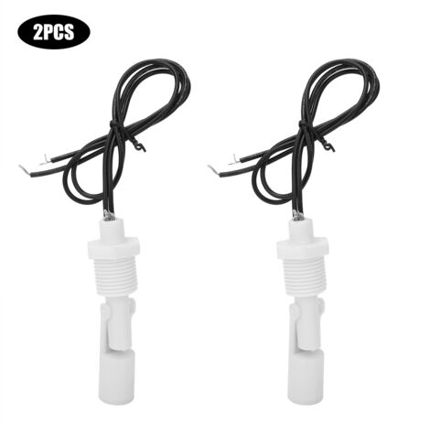 Capteur de Niveau d'Eau 2 Pièces, Interrupteur à Flotteur en Plastique PP Blanc, Filetage 1/2 Pouce NPT, 0-110V CC