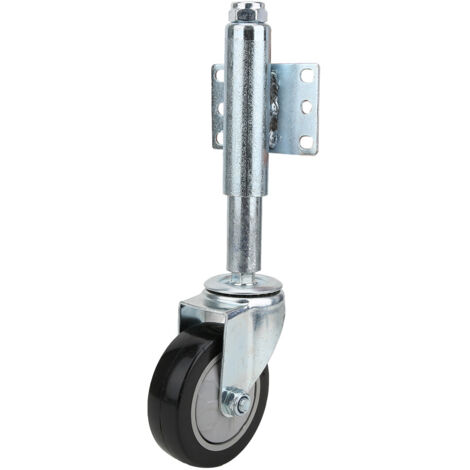 Roulette de Porte à Ressort 4" Noir, Roue en PVC, Capacité de Charge 120kg, Roulettes avec Amortisseur (1/5)