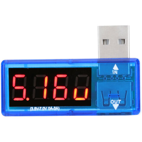 2 Pcs Testeur USB Portable - Voltmètre Ampèremètre pour Chargeurs de Téléphone, Mesure de Tension et Courant, Bleu