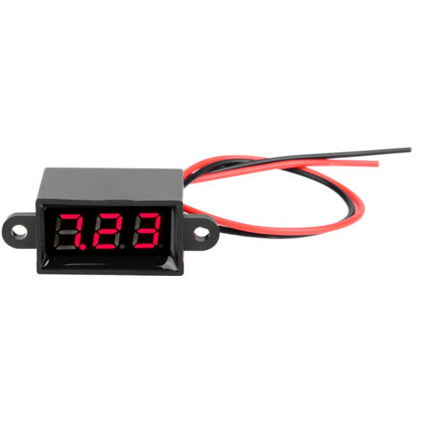 Voltmètre Numérique DC 3-30V Étanche LED 0.28" Rouge avec Deux Fils