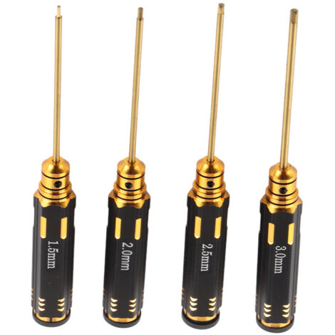 Tournevis de précision 4 pièces pour modélisme avion en titane noir 1.5/2.0/2.5/3.0 mm (1/5)