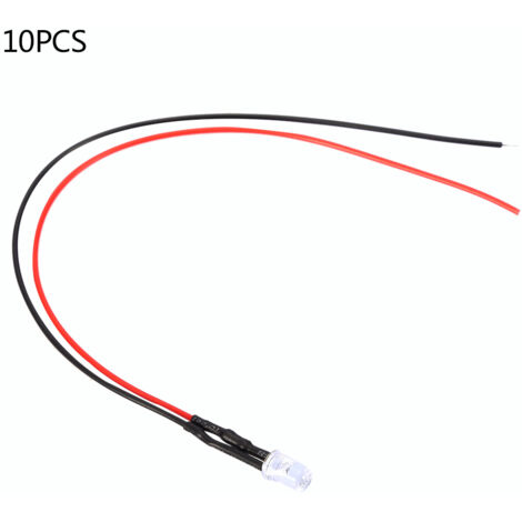 10 diodes LED 5mm 12V multicolores avec câble 20cm, 0.06W (Vert) - Lot de 10 LEDs pour circuits électroniques (1/5)