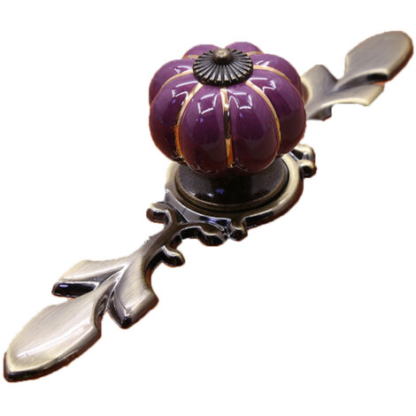 Poignée de tiroir en céramique violet citrouille pour meuble de cuisine et armoire (1/2)