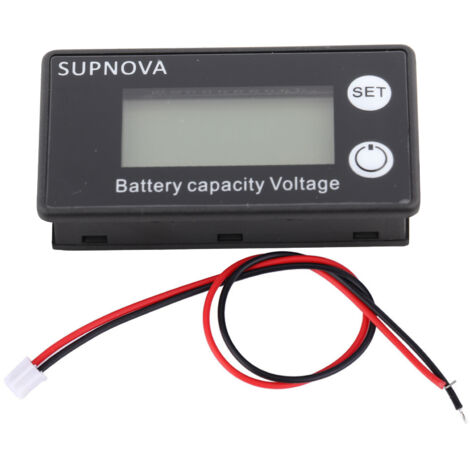 Testeur numérique LCD pour batteries 12V, voltmètre 10-100V universel piles lithium-ion (affichage bleu, sans sonde température)