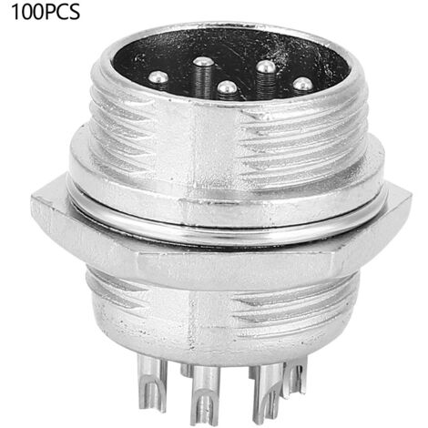 100 Pièces Connecteur Mâle 8 Broches Aviation en Acier Inoxydable, Diamètre 16mm, pour Applications Universelles (1/5)