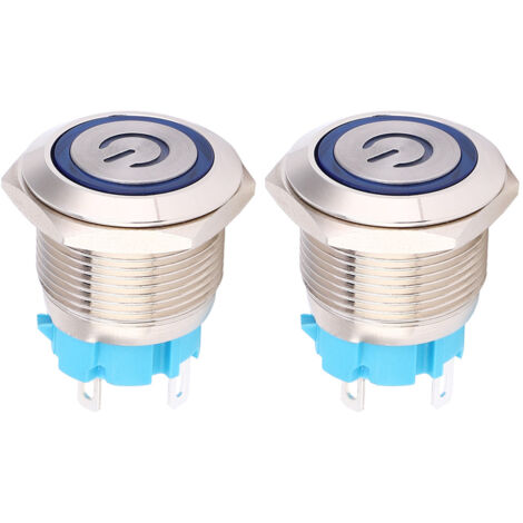 Interrupteur à Bouton Poussoir Lumineux 12-24V DC, 19mm, 4 Broches, Auto-Réinitialisation, Bleu (1/5)