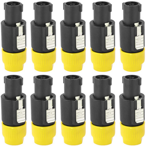 10 Pièces Connecteur Speakon NL4FC Étanche 4 Pôles pour Enceintes (Jaune) (1/5)