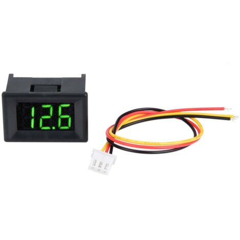 Voltmètre Numérique DC 0-100V Étanche LED Vert 0.36" pour Voiture