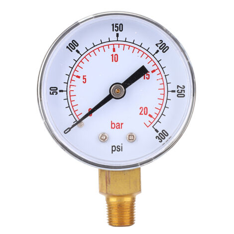 Manomètre 50mm 1/8 BSPT Bas - Mesure Pression Air Eau Huile Gaz (0-300PSI 0-20Bar)