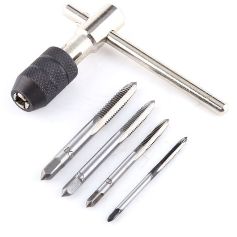Mandrin de taraudage avec 4 tarauds droits pour filetage M3 M4 M5 M6 (1/5)