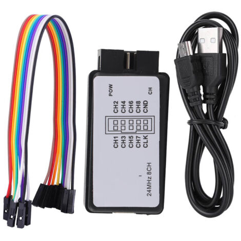 Analyseur Logique USB 8 Voies 24MHz Compact Mémoire Numérique Portable (1/5)