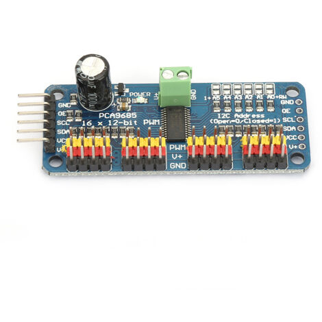 Module PWM PCA9685 16 Canaux Contrôleur Servomoteur Moteur, Interface I2C 12 Bits 5V 40-1000Hz