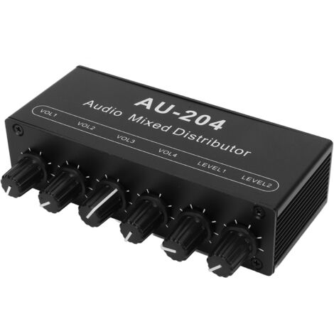 Préamplificateur Audio Stéréo Mini avec Boîtier Séparateur - 2 Entrées / 4 Sorties Jack 3.5mm pour Casque (1/5)