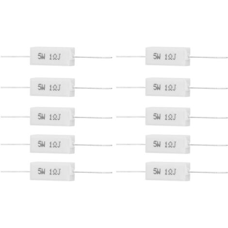 10 Résistances Ciment 5W 1 Ohm - Lot de 10 Pièces Électroniques Isolées 5% (1/5)