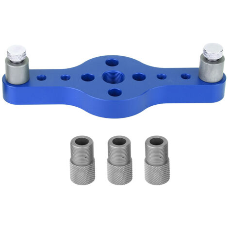 Jauge de perçage en aluminium pour travaux de menuiserie, incluant 3 bagues de guidage précises. (1/5)