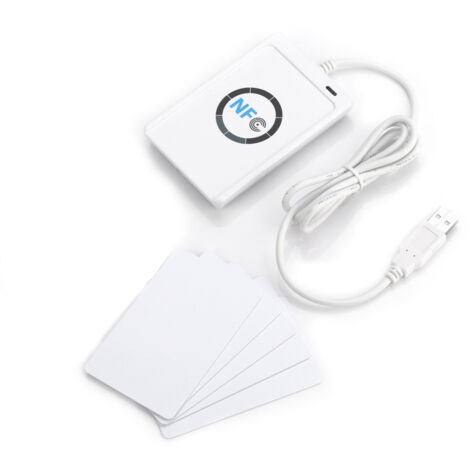 Lecteur NFC ACR122U avec logiciel, compatible ISO 14443A/B, couleur blanche pour applications RFID (1/4)