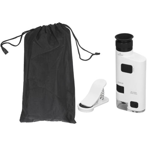 Microscope portable LED avec zoom 300x-350x, clip universel pour smartphone et lampe de poche intégrée (1/5)