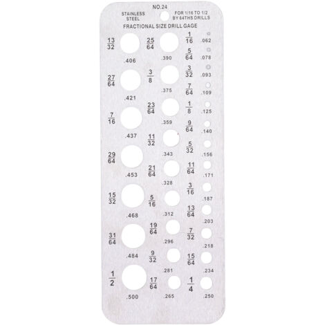 Jauge de perçage en acier inoxydable 1/16‑1/2 pouce pour mesure précise de diamètre de vis et tiges (1/5)