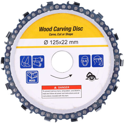 Disque de sculpture sur bois 125mm 14 dents pour meuleuse d'angle, accessoire de coupe circulaire - Carte jaune (1/5)