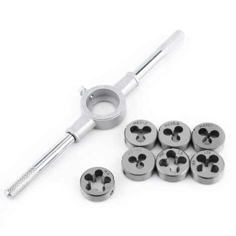 Kit de filetage manuel 8 pièces avec matrices et tarauds pour tuyaux (1/5)