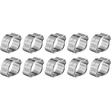 10 pièces colliers de serrage à deux oreilles en zinc galvanisé 5‑23mm pour tuyaux d'essence et carburant (7‑9mm) (1/2)