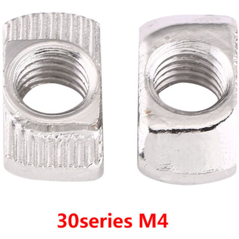 Écrou à tête de marteau en acier nickelé pour profilés aluminium, filetage M4, fente en T EU30, 15.5 mm (1/3)