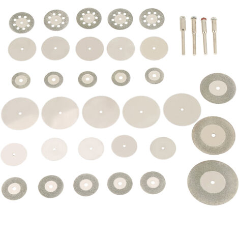 37 disques diamantés en acier inoxydable avec mandrins pour outils rotatifs multifonctions (1/5)