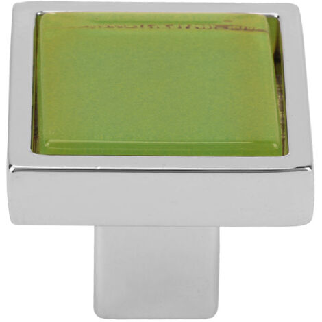 Poignée de tiroir carrée chromée vert, bouton unique pour cuisine et armoire (1/5)