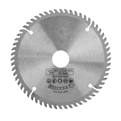 Lame de scie circulaire 6" (148mm) 60 dents en carbure pour bois dur (1/5)