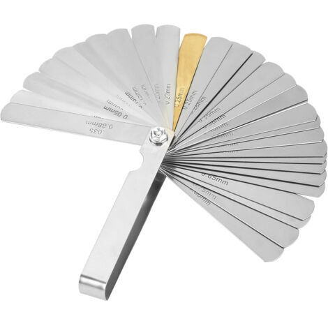 Jauge d'épaisseur 32 lames en acier inoxydable, double échelle métrique et impériale 0.04-0.88mm, outil de mesure de précision pour mécanique (1/5)