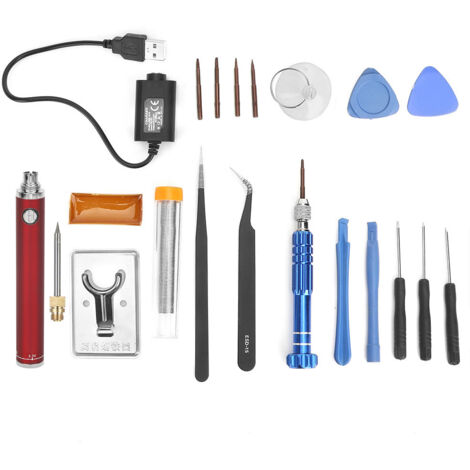 Fer à souder USB portable sans fil, stylo de soudage électrique et kit d'outils de soudure rouge (1/5)