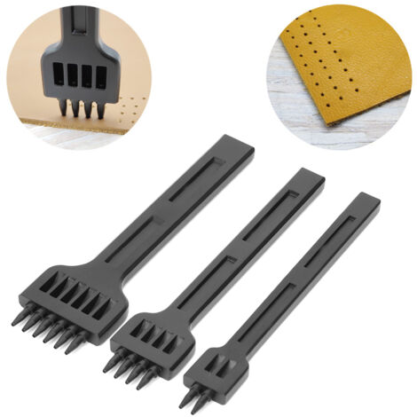 Poinçon à Main 3 Pièces pour Cuir - Kit de Perçage avec 2/4/6 Pointes en Acier 4mm DIY (1/5)