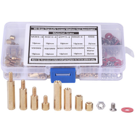 140 Pièces Kit de Fixation M3 en Laiton avec Écrous Hexagonaux et Rondelles (1/5)