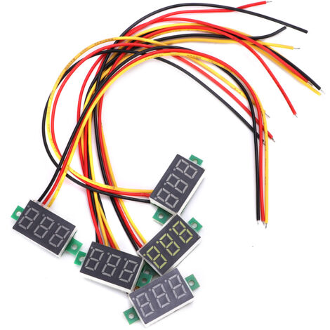 Mini Voltmètre Numérique LED 0-100V DC, Testeur de Tension 3 Fils avec Affichage 5 Couleurs pour 0-36 Pouces