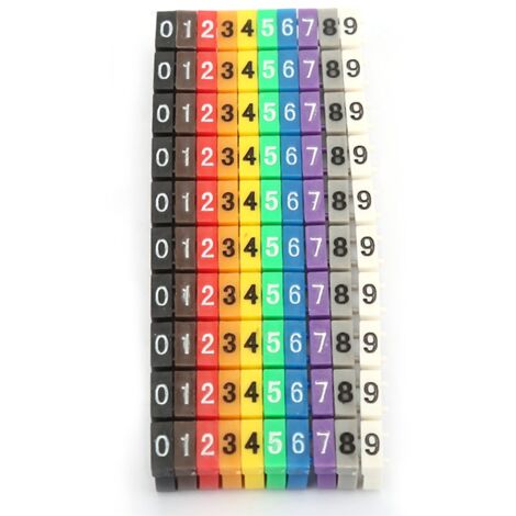 Étiquettes numériques pour câbles électriques, repérage coloré des fils (lot de 100, section 4 mm²) (1/5)