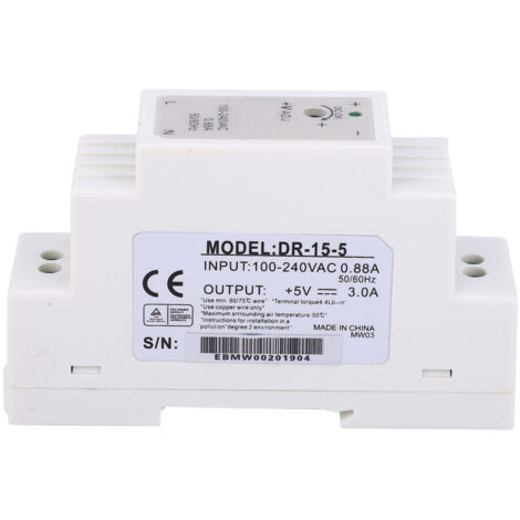 Alimentation DIN rail monophasée 15W, 5V 3A, découpage DR-15-5 (1/5)
