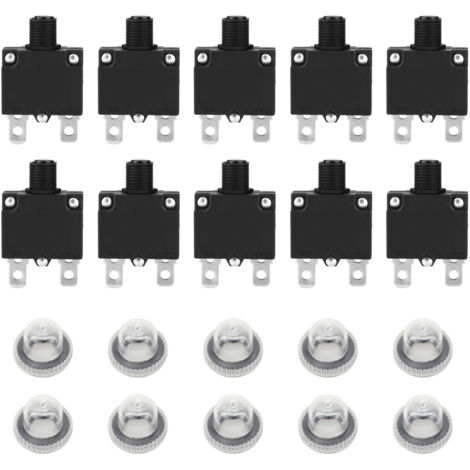 Disjoncteur 10A 125/250V AC 32V DC - Lot de 10 avec Capuchons Étanches (1/5)