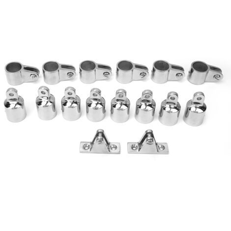 16 Pièces Kit de Fixation pour Toit Bimini avec Charnière Triple Arceaux, Support et Rail 25mm
