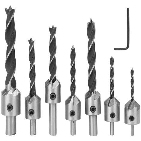 6 pièces Fraises à Chanfreiner 6 Dents avec Clé pour Bois et Stratifié (1/5)